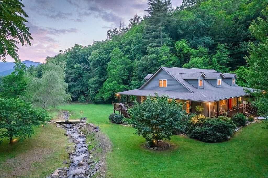 Retreat House at Twilight with Living Stream